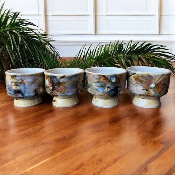 Set of 4 Handmade Stoneware Mugs – Edinbane Pottery Scotland – Footed Cups - Picture 3 of 14